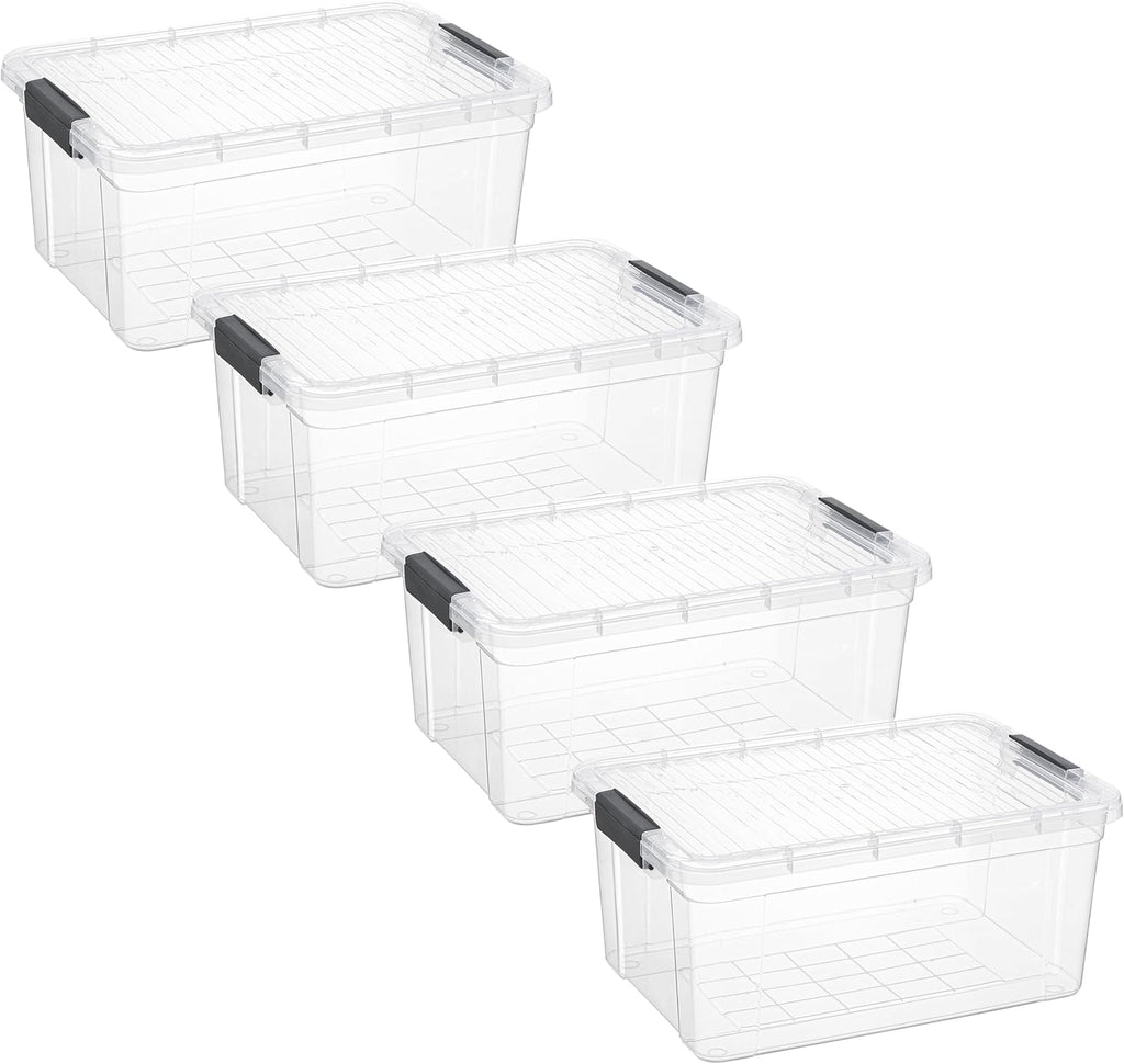 Superio Storage Bins with Lids- 4 Pack, 21 Qt Clear Boxes for Organizing, Stackable Plastic Containers- BPA Free, Non-Toxic, Odor Free, Organizer for Home, Office, Dorm