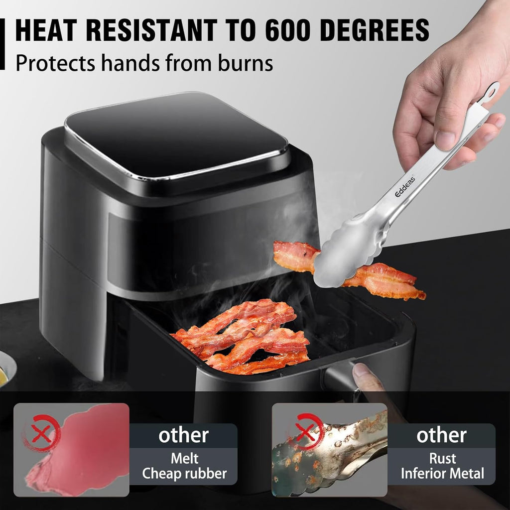 2 Pcs 7 Inch Small Tongs, Heavy Duty Stainless Steel Kitchen Tongs, For Cooking, Food, Buffet, Salad, Fruits, Bread, Dishwasher Safe