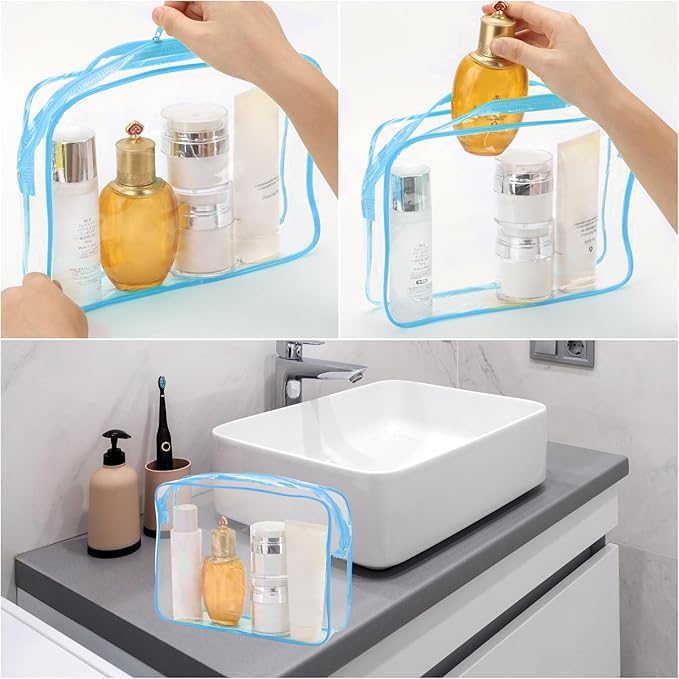 Tbestmax 10 Pack Clear Cosmetic Bags Makeup Bags Portable Waterproof TSA Approved Travel Toiletry Bags Organizer