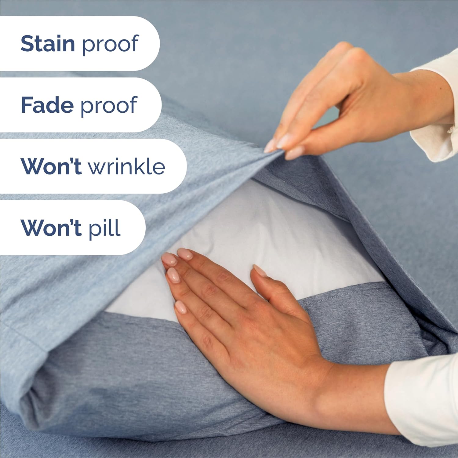 Split King Size 5 Piece Sheet Set - Comfy Breathable & Cooling Bed Sheets Set - Hotel Luxury Bedding for Women, Men, Kids, Teens, Boys & Girls - Deep Pockets & Wrinkle Free - Blue (Heathered Sheets)