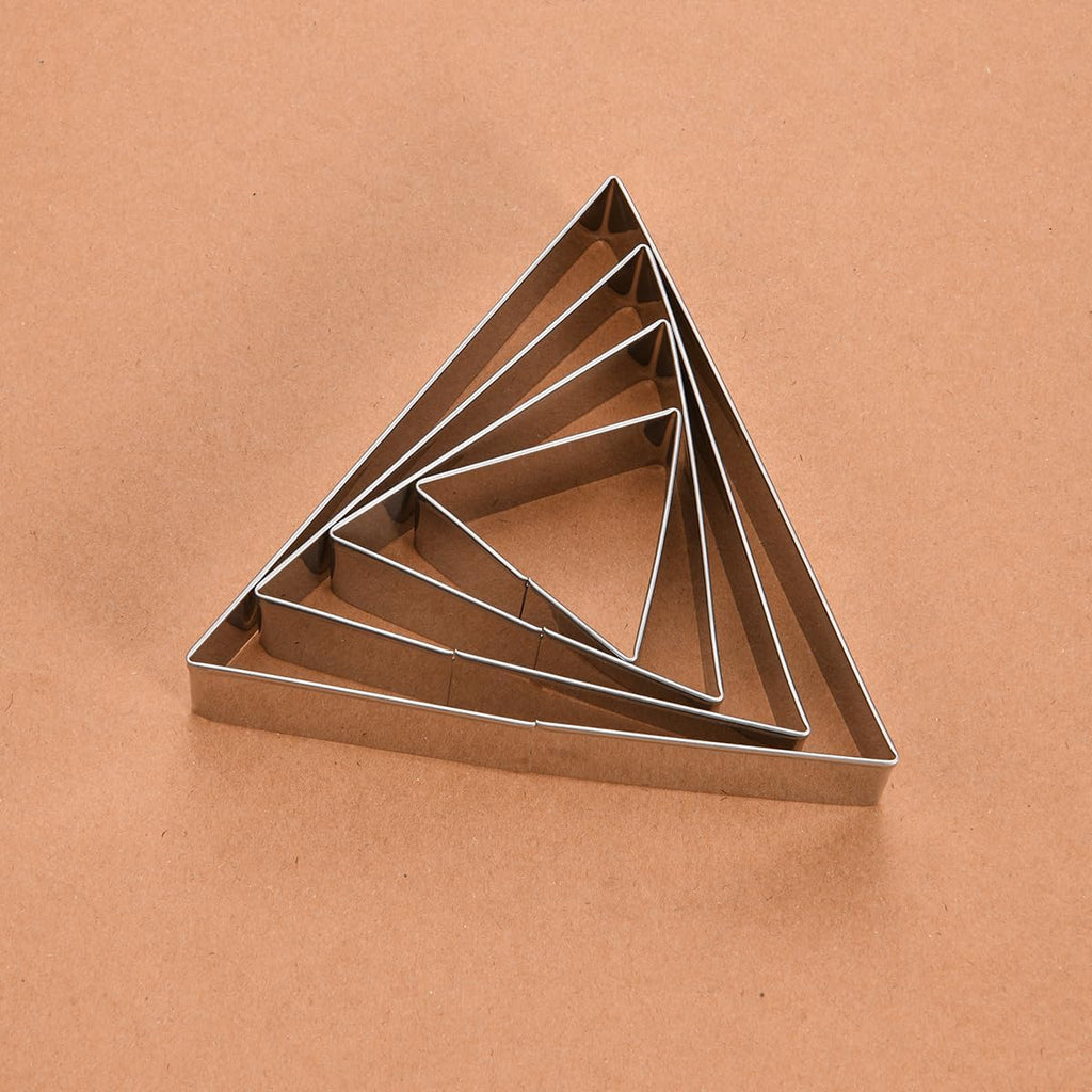 Equilateral Triangle Cookie Cutter Set Large Stainless Steel Geometric Frame Plaque Cookie Cutters Shapes Molds - 1 Inch Depth (4 Sizes)
