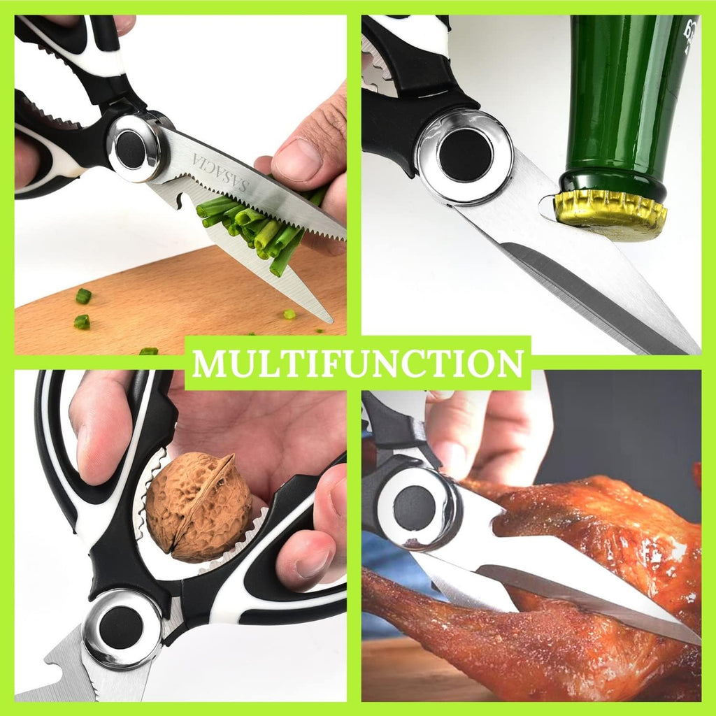 5-Blade Herb Scissors with Kitchen Shears & Peeler, Stainless Steel Multi-Use Tool for Herbs, Meat, Vegetables, Dishwasher Safe, Soft-Grip Handle