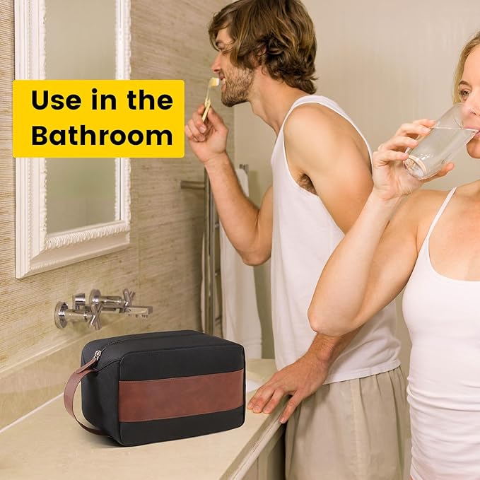 Vorspack Travel Toiletry Bag - Large Toiletry Bag for Men Water Resistant Dopp Kit Skincare Bag Travel Bag for Toiletries - Black