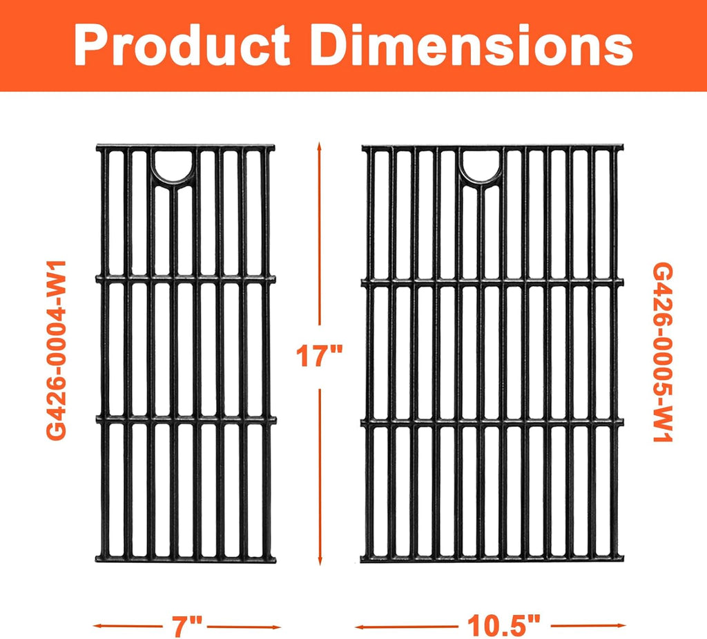17" Grill Grates for Charbroil Performance 2 Burner 463630021 463660421 463655021 463630422 463655421, Cooking Grids for Charbroil Grills, Replacement Parts for G426-0004-W1 G426-0005-W1, Cast Iron