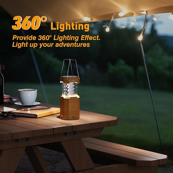 3000 Large Capacity Hand Crank Solar Camping Lantern, Portable Ultra Bright LED Torch, 23-26 Hours Running Time, USB Charger, Electronic Lantern for Outdoor