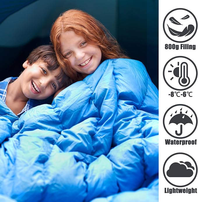 Tuphen Double Sleeping Bag, Sleeping Bag with 2 Pillows, Queen Size XL Bag for 2 People, Cold Warm Weather- 3 Seasons, Waterproof Adults for Camping, Backpacking or Hiking