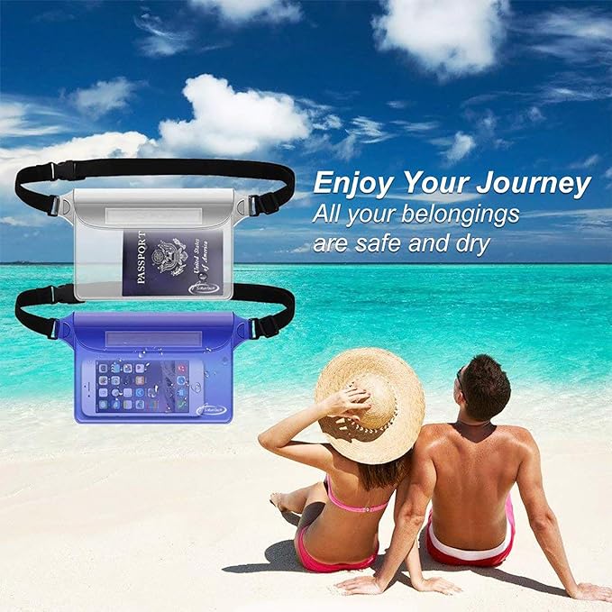 AiRunTech Clear Fanny Pack Waterproof,Beach Cruise Ship Essential Accessories Must Haves,Waterproof Pouch for Phone Passport Wallet Purse with Waist Strap