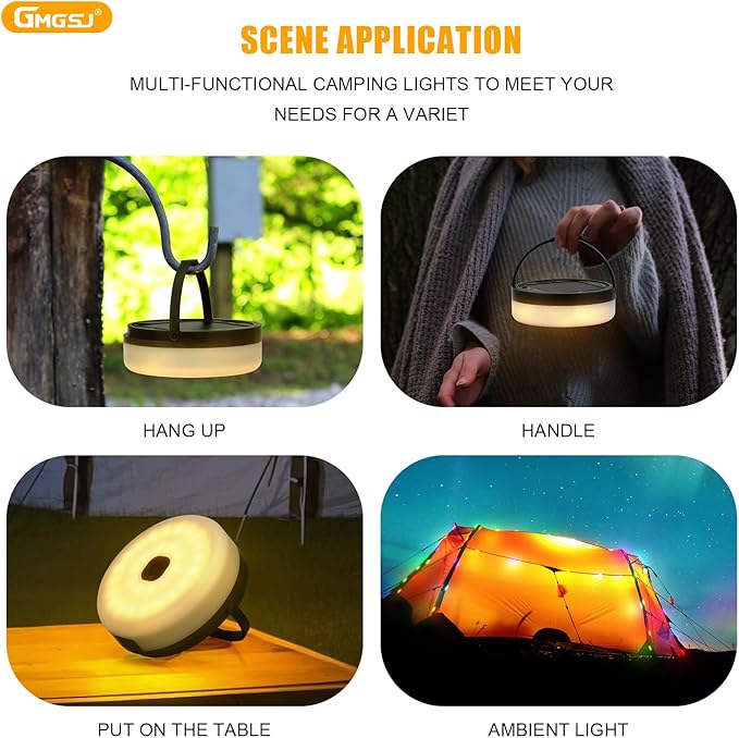 2 PCS Solar Camping String Lights,40.45FT Fairy String Lights with 10 Lighting Modes,Waterproof Camping Lamp with Remote Control,Solar Power and USB Rechargeable Camping Lights for Yard Hiking