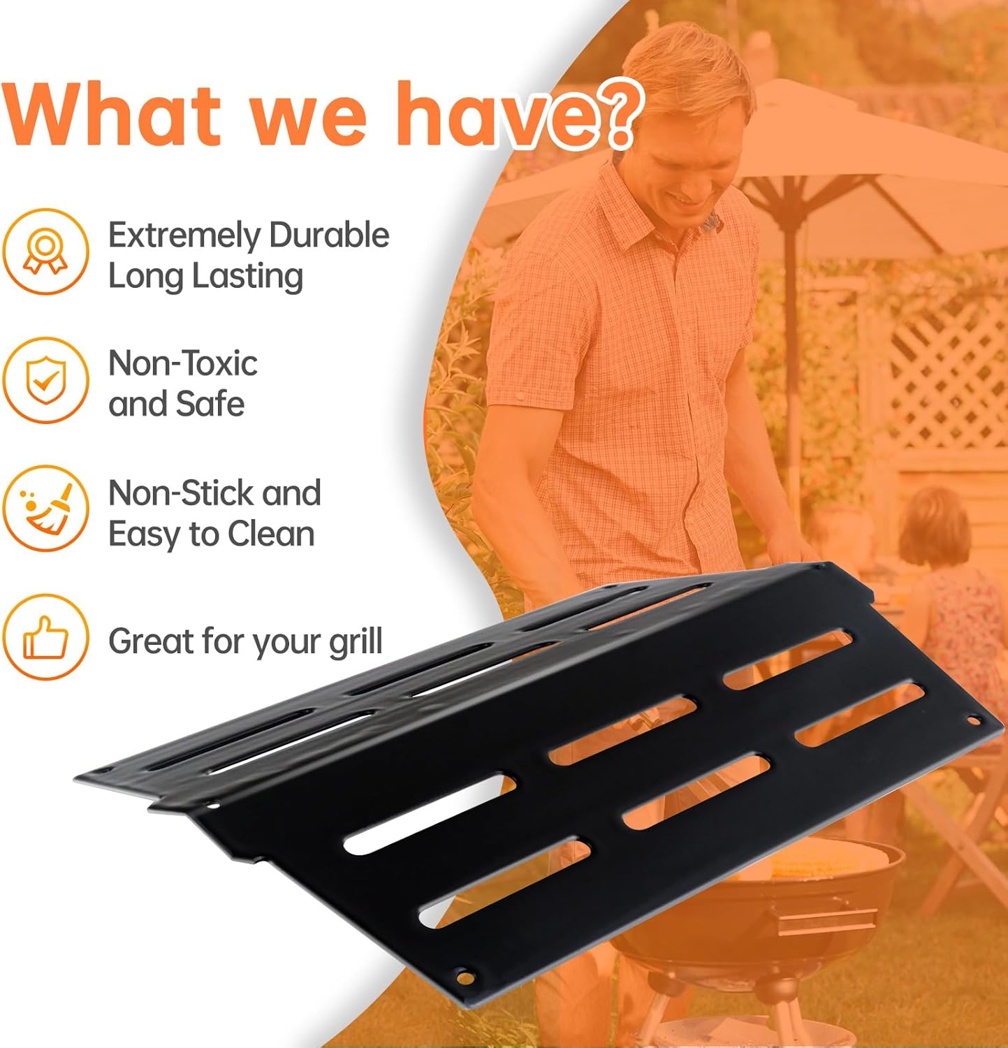 17.5 inch Flavorizer Bars Gas Grill Replacement Parts for Weber Genesis 300 Series E310 E320 E330 S310 S320 S330 EP/CEP-310 EP/CEP-320 EP/CEP-330, Porcelain Steel Heat Deflector