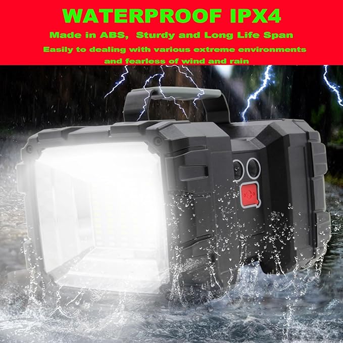 Rechargeable LED Searchlight Flashlight, LED Spotlight Big Power Capacity 13000LM 20h Ultra-Long Standby 7 Lights Modes Camping Work Light, Waterproof, Power Bank, for Home, Outdoor (45 LEDs)