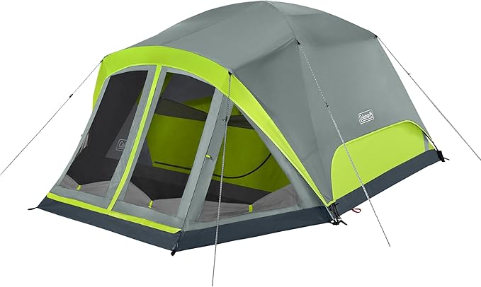 Coleman Skydome Camping Tent with Screened Porch & 5-Minute Setup, Weatherproof 4/6/8 Person Tent with Rainfly & Carry Bag, Made of PFAS-Free Materials
