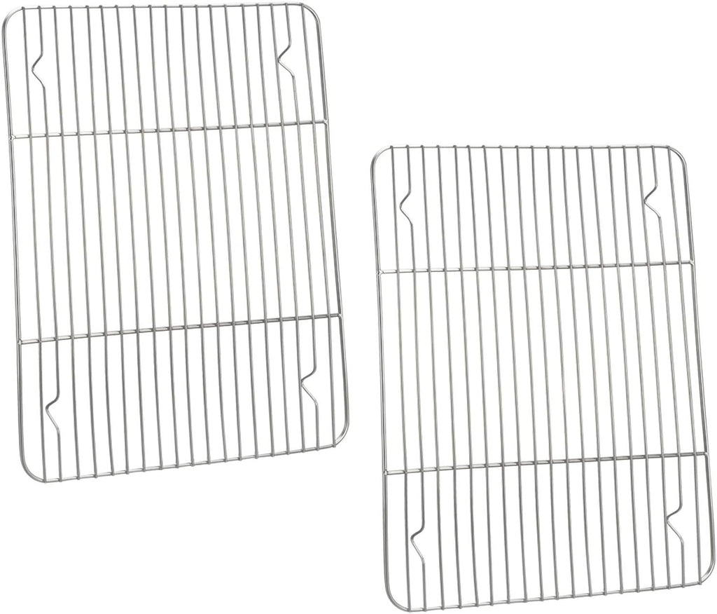 P&P CHEF Baking Cooling Rack Set for Cooking Roasting, 4-Piece Stainless Steel Wire Racks for Oven Use, Healthy & Dishwasher Safe, Rectangle, 11.6 Inch
