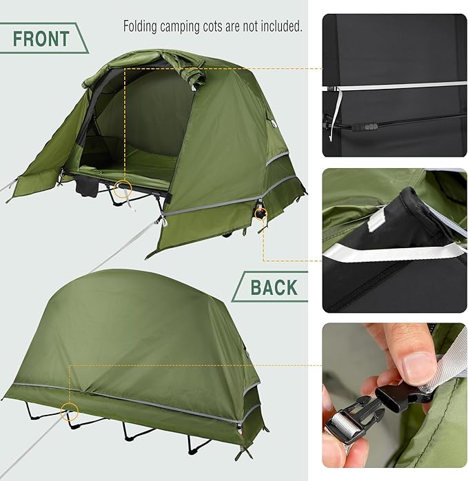 REDCAMP Multifuncational Cot Tent for 1 Person, Folding Camping Tent cot for Adult, Portable Elevated Tent Off The Ground Tent, 76x28x39.5in