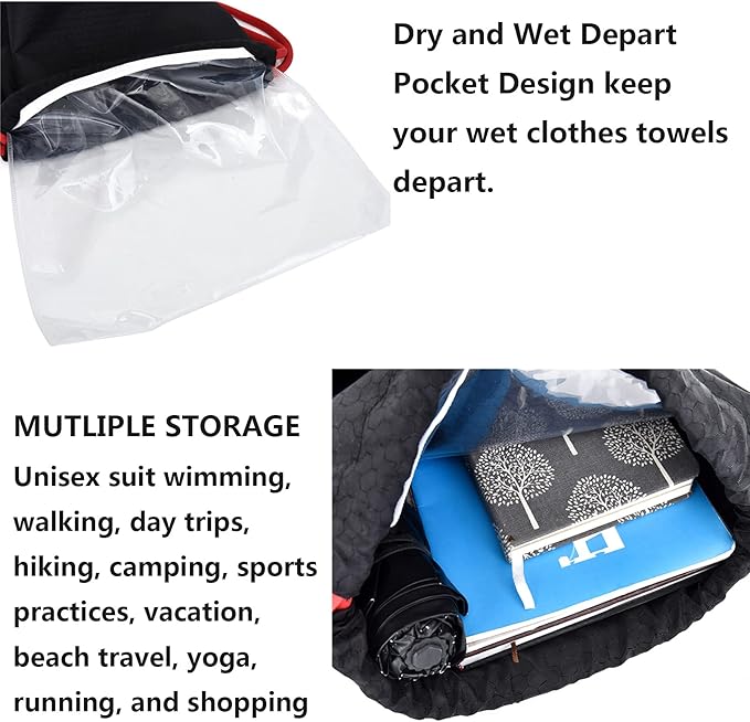 Waterproof Drawstring swim Bag Sackpack Backpack,Dry Wet Depart,Swimming Gym Yoga Sport Shoulder Rucksack Daypacks Casual Bags (DARK BLUE)