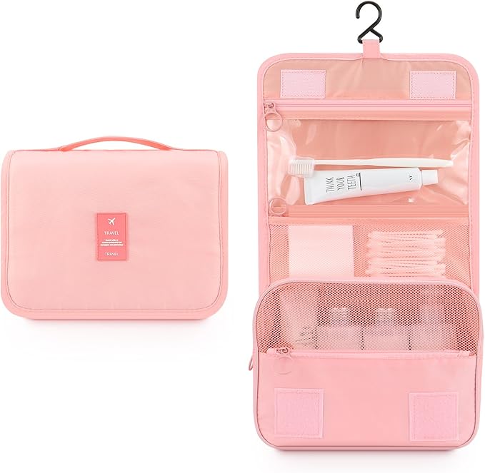 Mossio Hanging Toiletry Bag - Large Cosmetic Makeup Travel Organizer for Men & Women with Sturdy Hook
