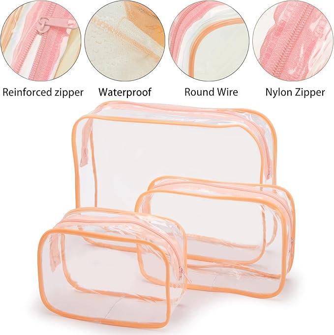 Tbestmax 10 Pack Clear Cosmetic Bags Makeup Bags Portable Waterproof TSA Approved Travel Toiletry Bags Organizer