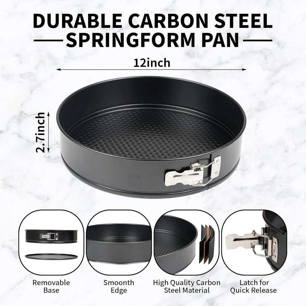 Spring Form Cake Pans 12 Inch Springform Pan Nonstick Round Cheesecake Pan Carbon Steel Large Baking Mold Cake Tin for Christmas Birthday