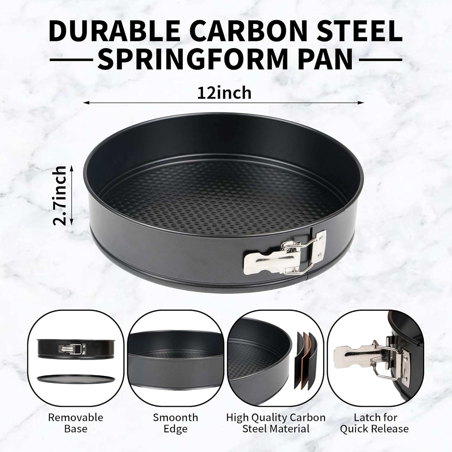 Spring Form Cake Pans 12 Inch Springform Pan Nonstick Round Cheesecake Pan Carbon Steel Large Baking Mold Cake Tin for Christmas Birthday