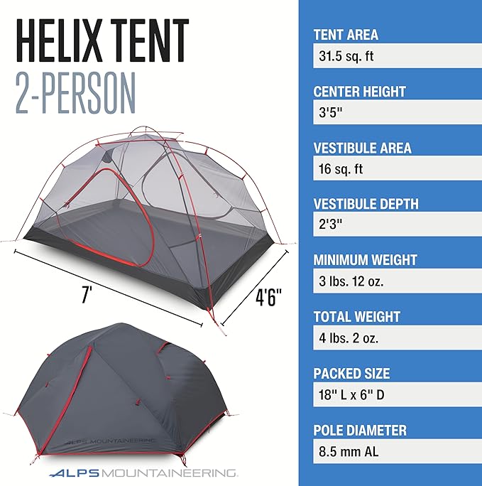 ALPS Mountaineering Helix Backpacking Tent, 1-Person or 2-Person