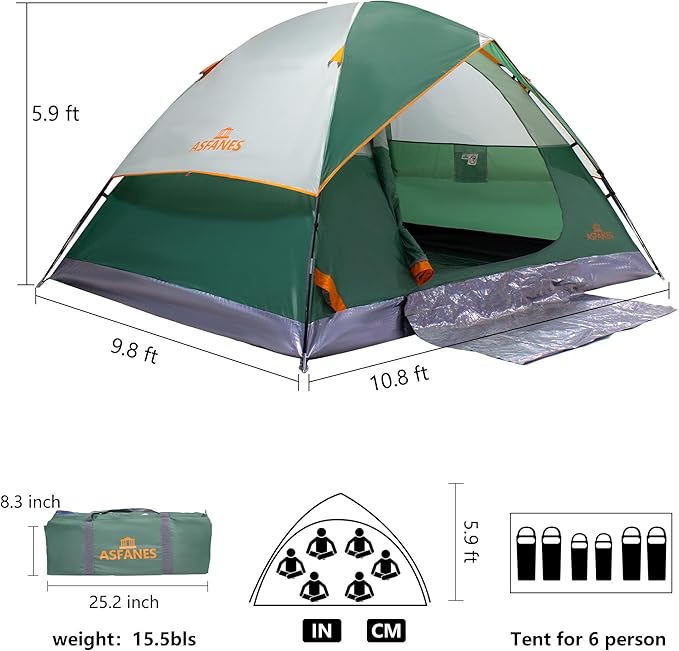 2-12 Person Tents for Camping Waterproof, Backpack Double Layer Tents, Perfect Picnics, Fishing and Backyard Camping