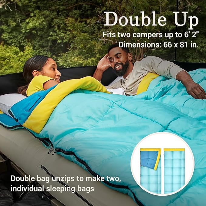 Coleman Flatlands Sleeping Bag, Made from 100% Recycled Material, Cool Weather Adult Sleep Sack