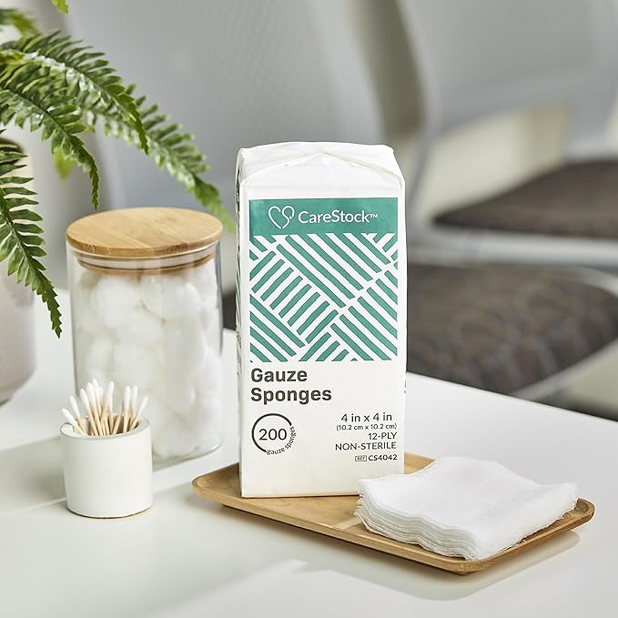 Gauze Sponge 2x2 [200 Count] Non-Sterile Gauze Pads, 12-Ply, Medical Grade Cotton Wound Dressing for First Aid Kit