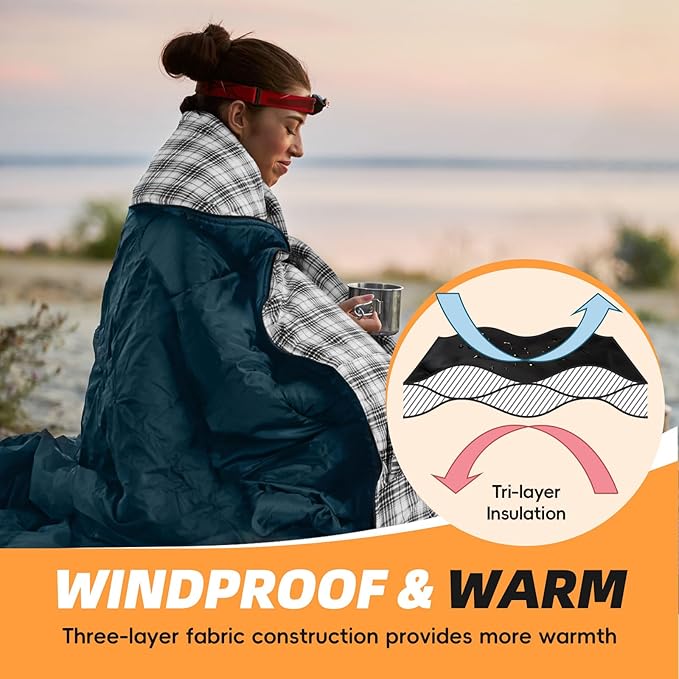 MEREZA Flannel Sleeping Bag for Adults XL, Large Wide Sleeping Bags for Camping Mens Warm Cotton Sleeping Bag 4 Season Warm & Cool Weather