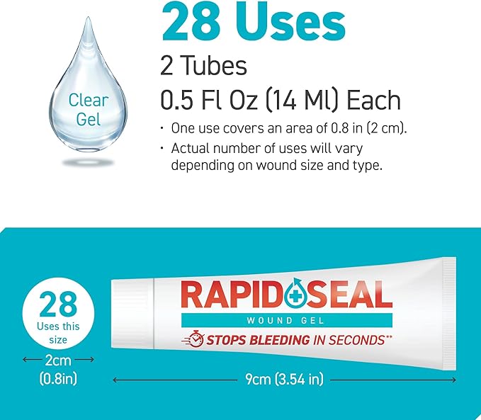 Wound Gel (2 Tubes) | Stops Bleeding in Seconds | FSA HSA Eligible | Ideal for Cuts, Scrapes and Razor Nicks for Emergency First Aid Supplies