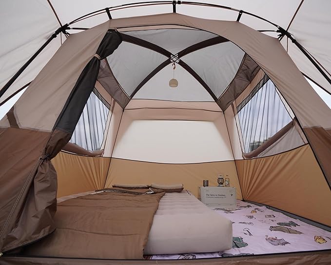 Vidalido 3-4 Person Tent with 1 Mesh Door and 2 Large Mesh Window, Double Layer Waterproof Portable Family Cabin Tent, 4 Person Tents for Outdoor Camping Hiking