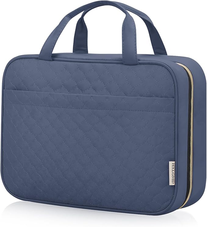 Travel Size Toiletry Bag for Women, Portable Cosmetic Bag with Hanging Hook, Travel Essentials Water-resistant Makeup Organizer for Accessories, Shampoo, Full-size Container, Toiletries