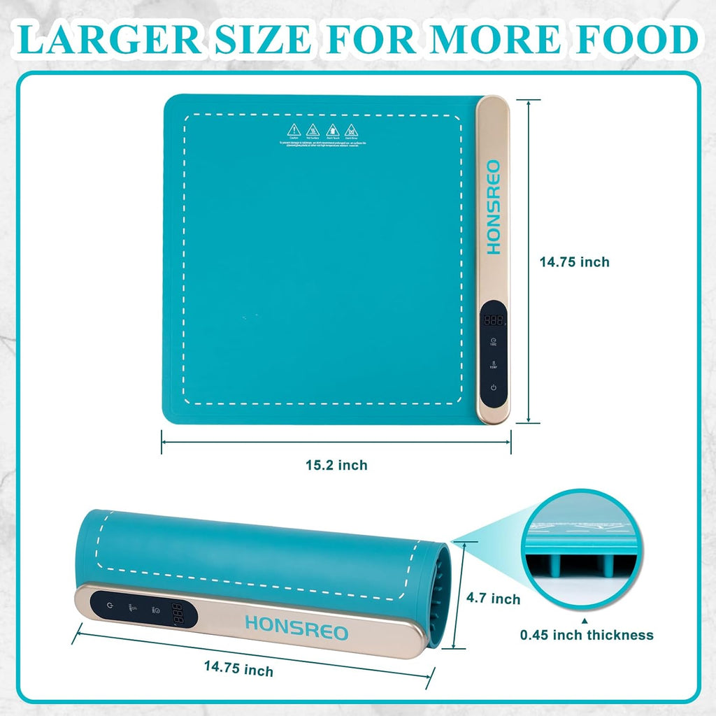 Electric Warming Tray, Silicone Heating Mat with 6 Temperature Modes and 6 Timer Settings Auto Shut-Off, Portable Foldable Roll Up Food Warmer Pad for Parties Gatherings, Home Everyday Use