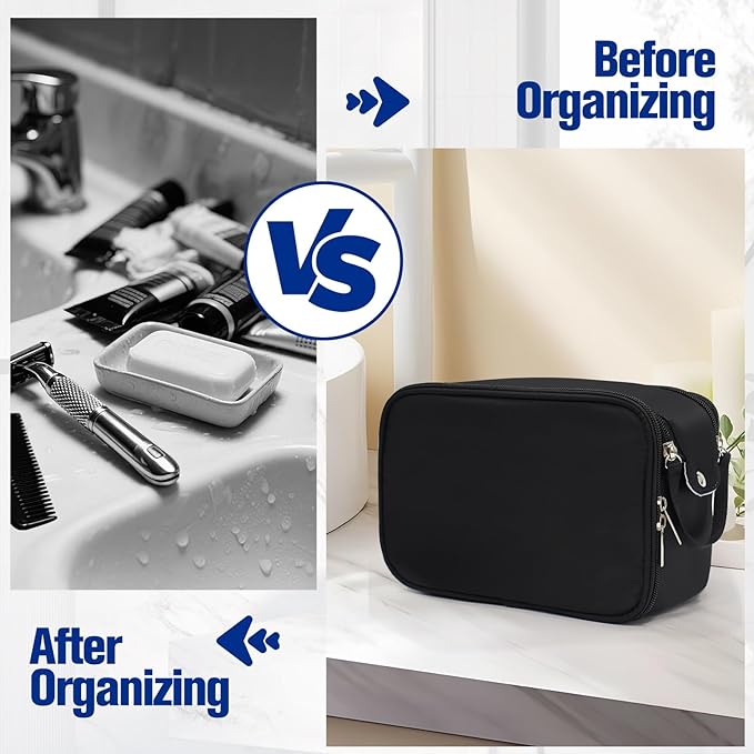 Toiletry Bag For Men, Travel Essentials Shaving Dopp Kit Bathroom Bag Hanging Shower Bag For Camping Outdoor, Father's Gifts, Dad's gift, Black