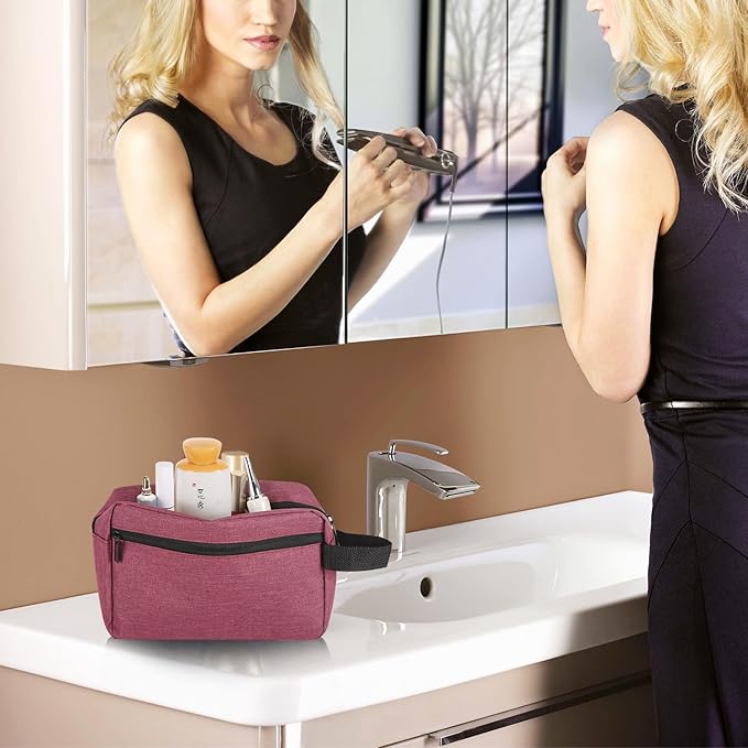 Travel Toiletry bag Toiletry bag for women men Hanging Cosmetic bag Travel accessories for Women Men (Purplish red)