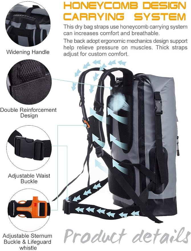 IDRYBAG Waterproof Backpack for Men 20L/30L/40L, Floating Dry Bag Kayak, Dry Backpack Hiking