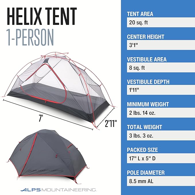 ALPS Mountaineering Helix Backpacking Tent, 1-Person or 2-Person