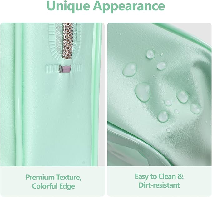 PACKISM TSA Approved Toiletry Bag - Light Green Turtle Leaves Print Clear Shell Bag and Upgrade Color-Edged Clear Toiletry Bags, Perfect for On the Go or Travel, Lightweight and Robust, 2 Pack