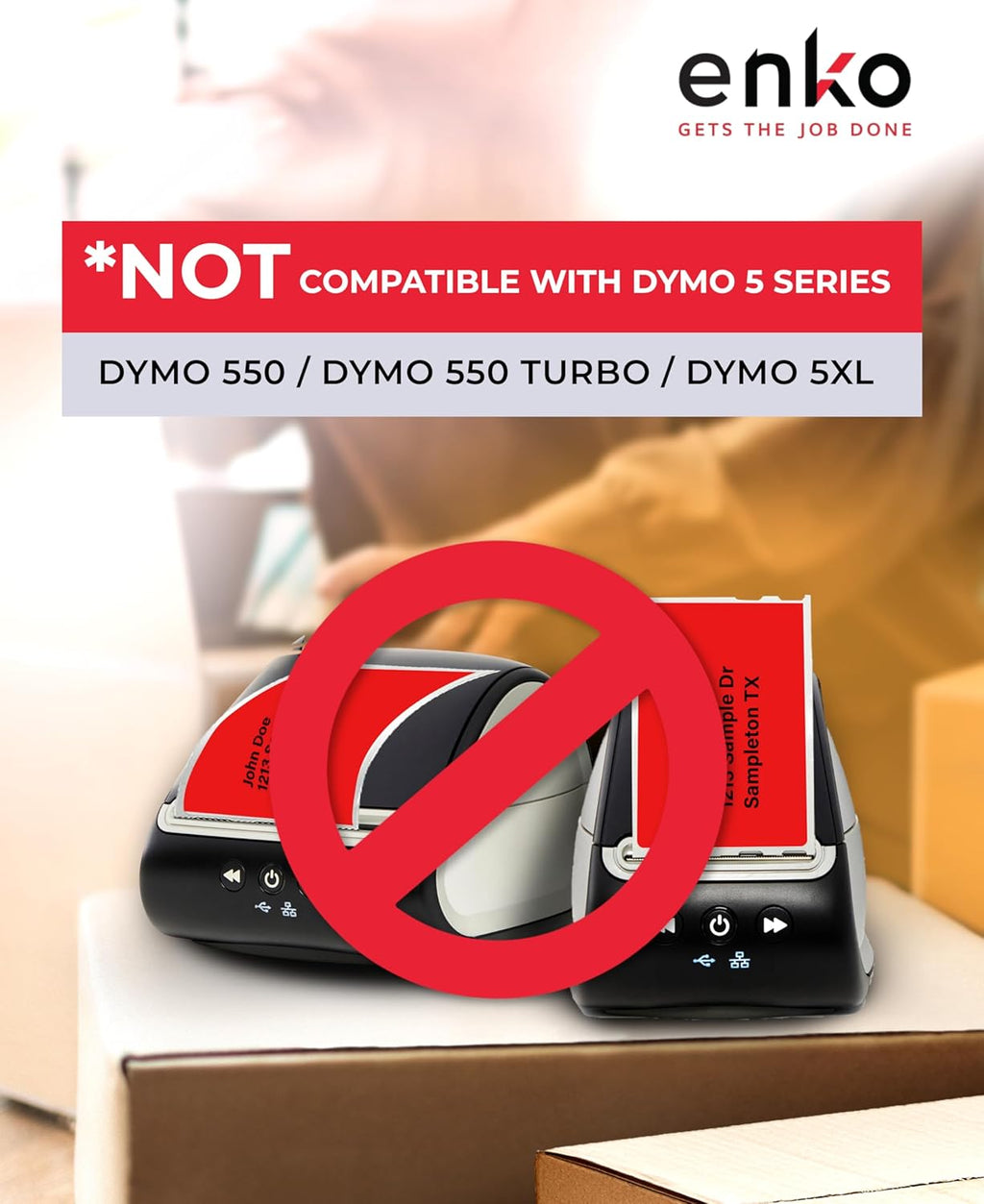 enKo Compatible Red Zebra 4x6 Label/Dymo Labels 1744907 (4 x 6) for Dymo Labelwriter 4XL Shipping Zebra Direct Thermal Printer (6 Rolls, 1320 Labels)