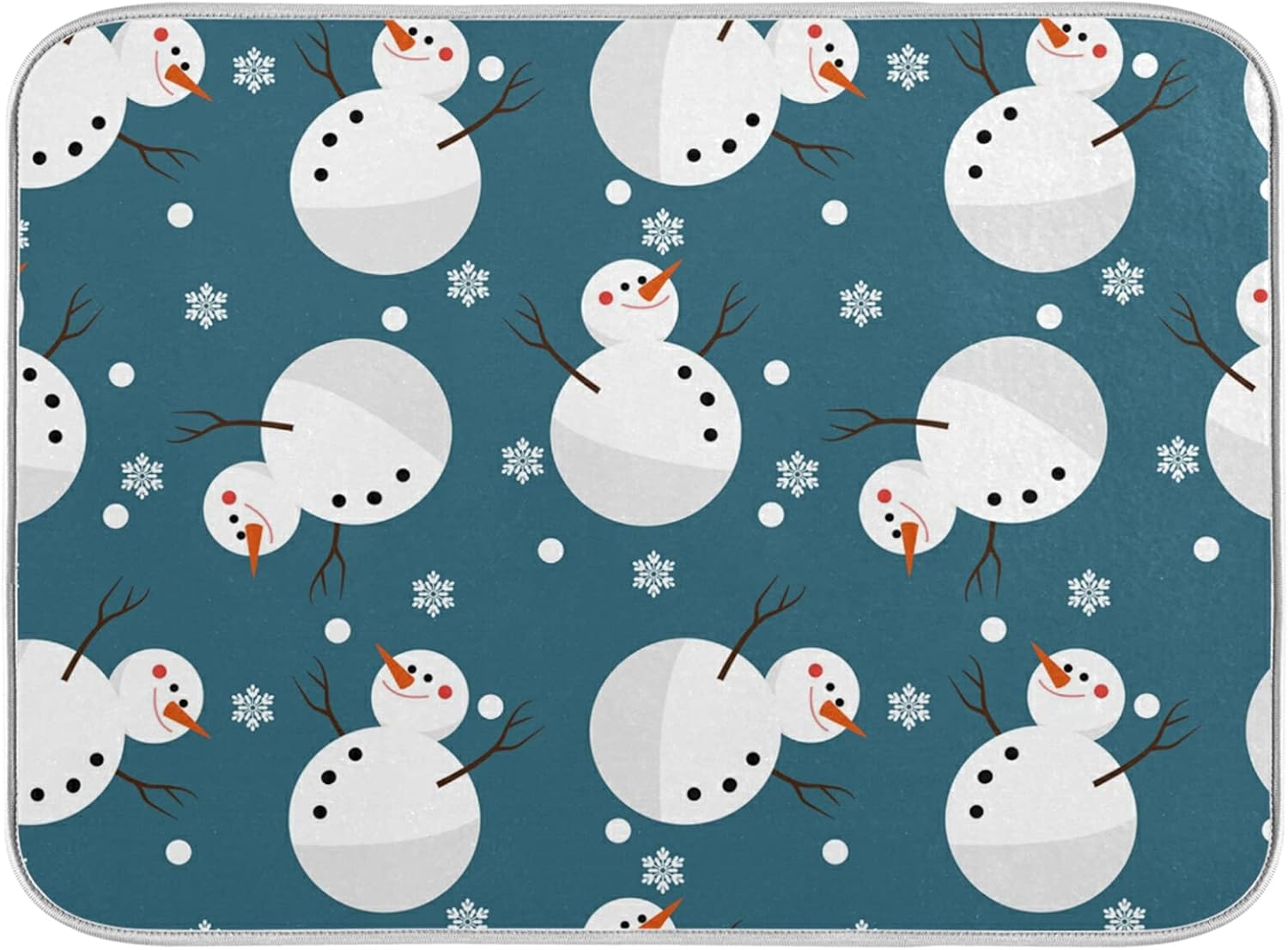 Super Absorbent Dish Drying Mat, Microfiber 23 Fast-Drying Dish Mat, 16" x 18", Kitchen Dish Drying Pad, Snowman Snowflake Cute Christmas Holidays…