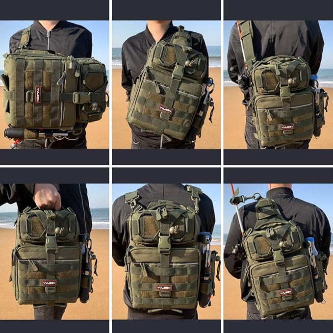 Fishing Tackle Backpack - Yvleen Outdoor Fishing Tackle Box Bag Waterproof Shoulder Backpack Fishing Gear - Saltwater Fishing Tackle Tool Box Bag