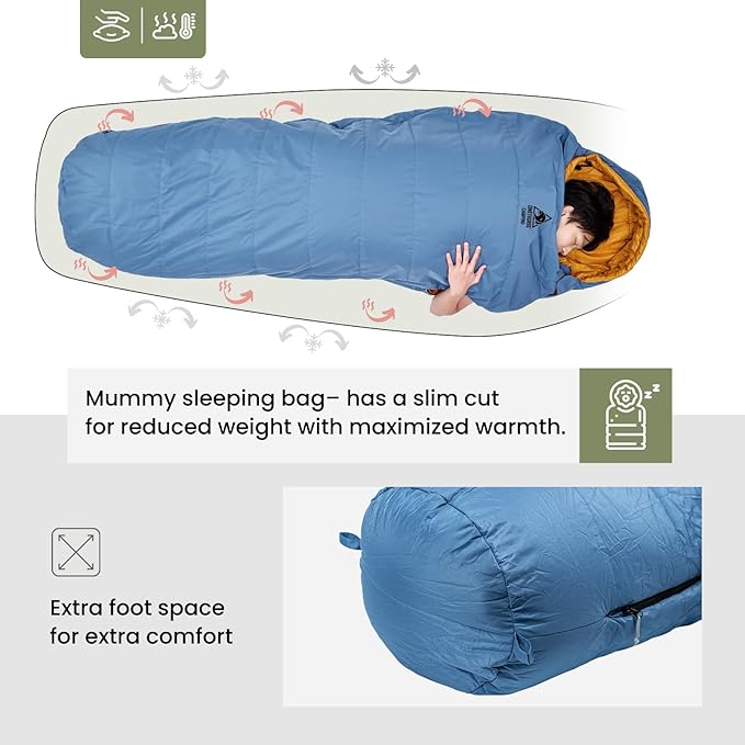 OneTigris Bushcrafter’s Sleeping Bags, Mummy Sleeping Bag for Camping Hiking Backpacking, Survival Gear