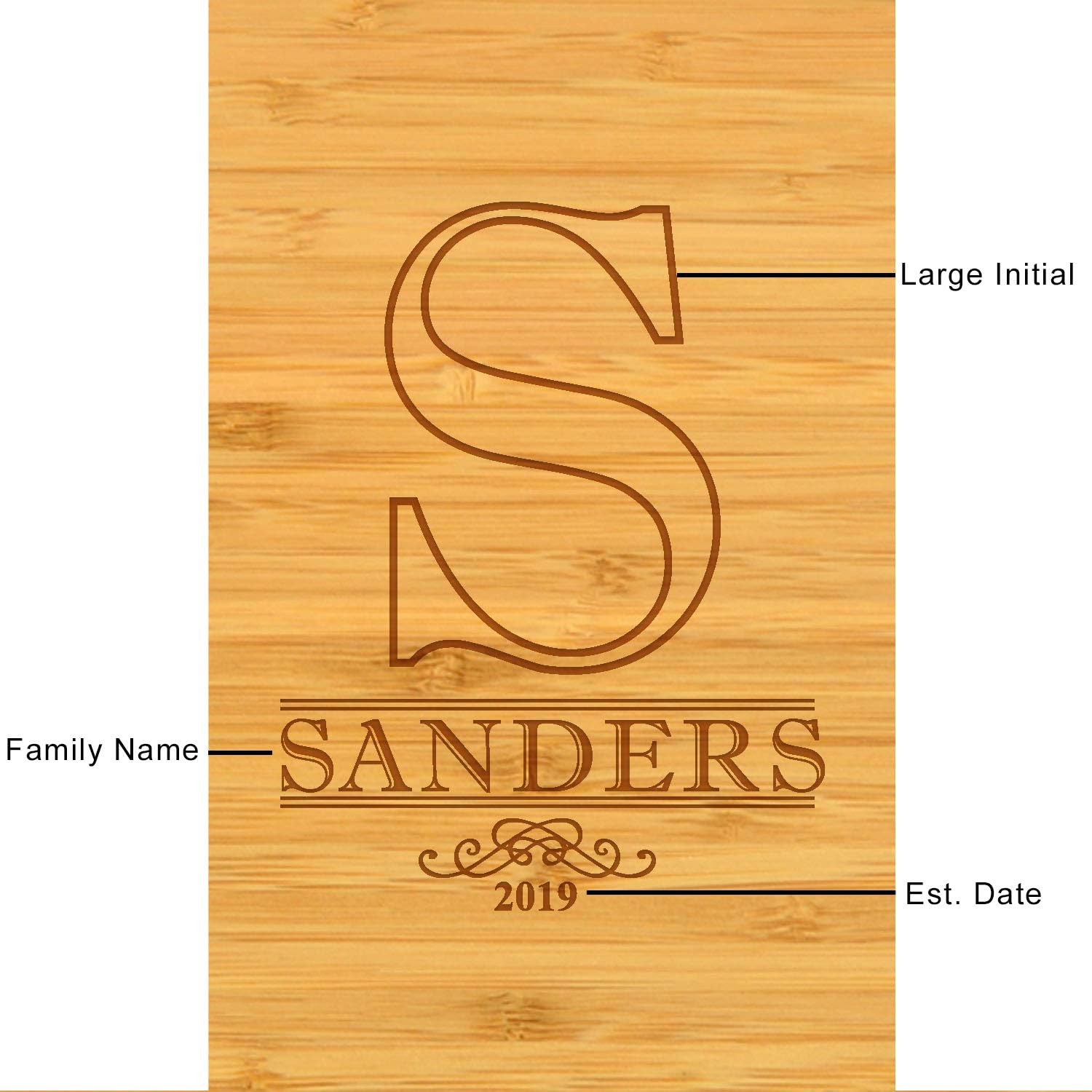 Picnic at Ascot Custom Personalized Engraved Bamboo Cheese/Charcuterie Board - US Patented Designed enables All in One Storage