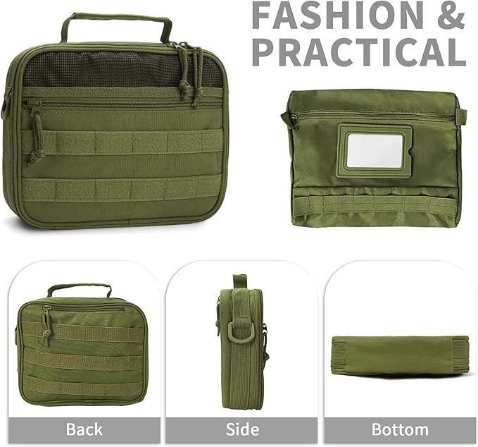 SMONT Toiletry Bag for Men Travel Toiletry Organizer Dopp Kit Organizer Toiletries Travel Bag Shaving Hygiene Bag Bathroom Hanging Men's Toiletry Bag for Short Trips Army Green