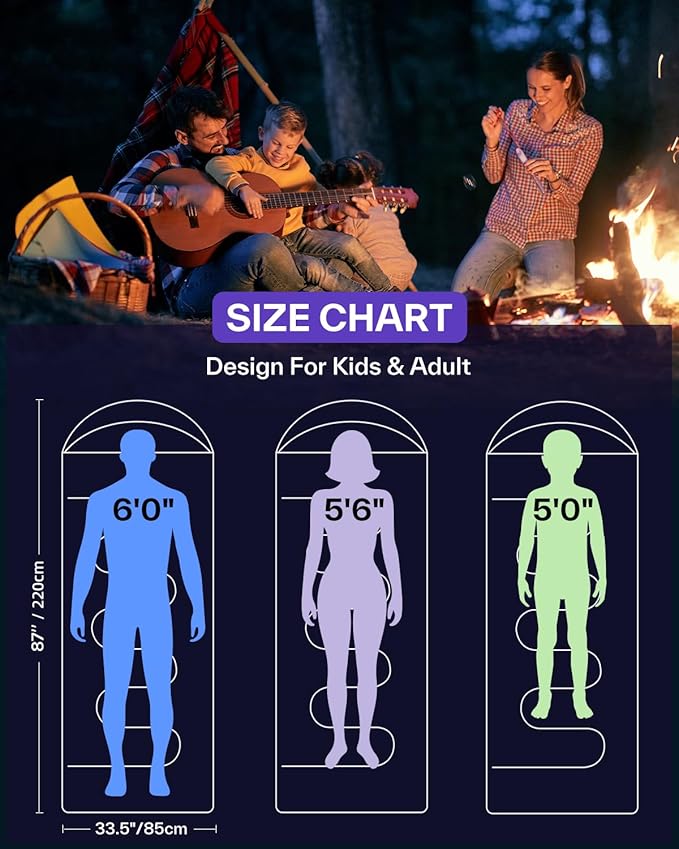 Sportneer Sleeping Bags for Adults, Warm & Cold Weather Sleeping Bag for Adults Kids Boys Girls - Lightweight Compact Camping Gear Equipment, Traveling, Backpacking, Hiking