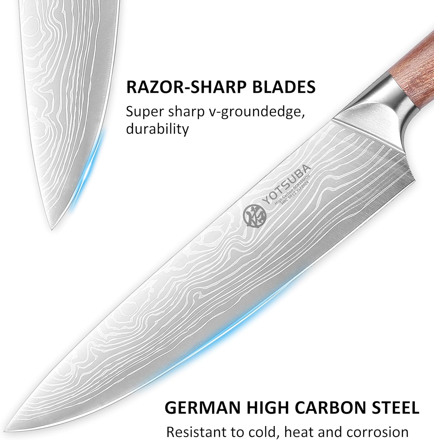 YOTSUBA Chef Knife, 9 Inch Kitchen Chef's Knife, Ultra Sharp High Carbon Steel Professional Cooking Kitchen Knife with Ergonomic Handle, Gift Box Included