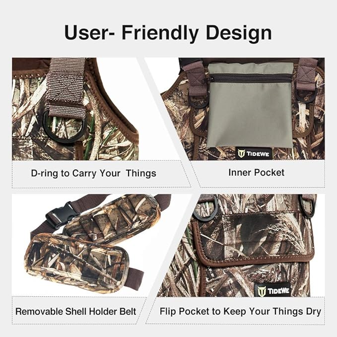 TIDEWE Chest Waders with Boots Hanger for Men, Camo Waterproof Fishing Bootfoot Waders for Fishing & Hunting