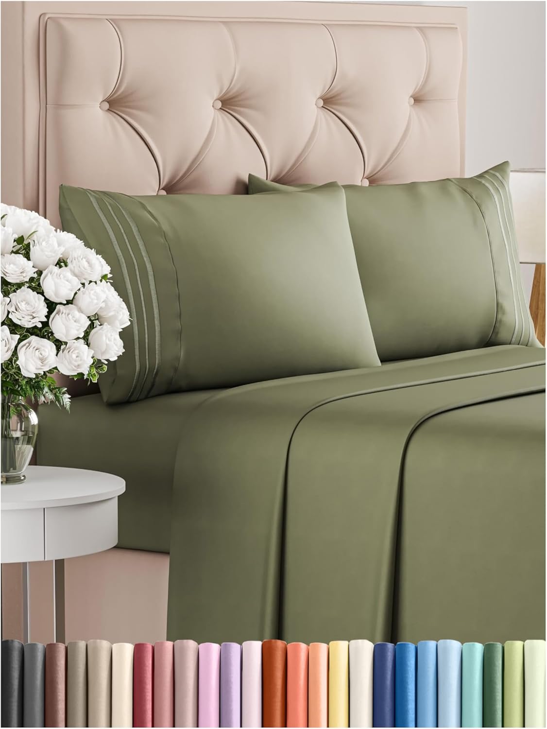 King Size 4 Piece Sheet Set - Comfy Breathable & Cooling Bed Sheets Set - Hotel Luxury Bedding for Women, Men, Kids, Teens, Boys & Girls - Deep Pockets, Soft and Wrinkle Free - Oeko-Tex - Sage Green
