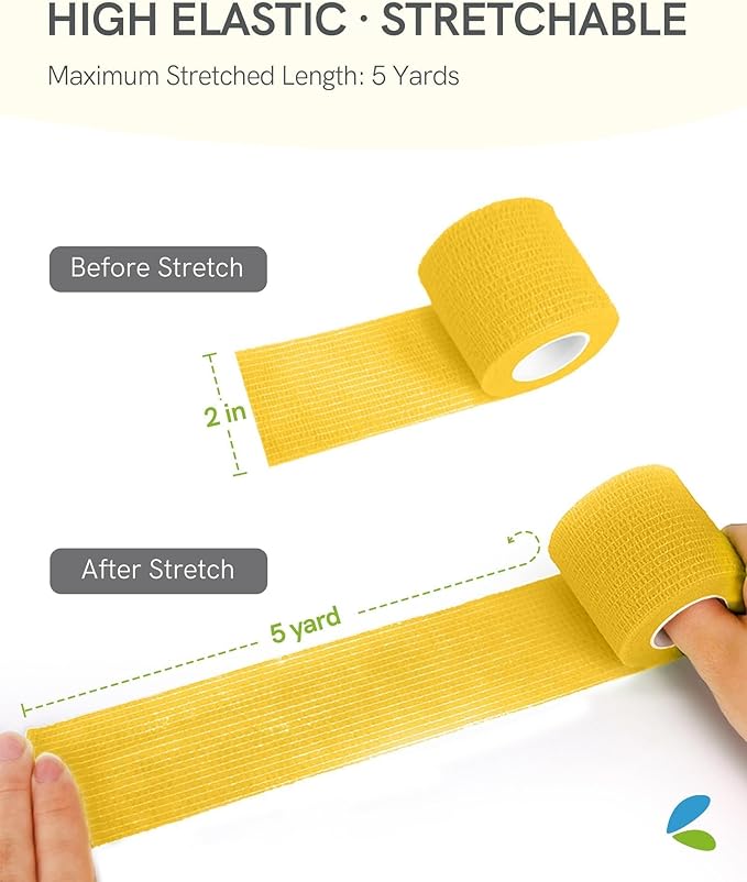 FriCARE Self Adhesive Bandage Wrap, Medical Tape in First Aid Kit, Cohesive Bandages for Wounds Sport Vet, FSA/HSA Eligible, 2 Inches X 5 Yards 16 Rolls, Vivid