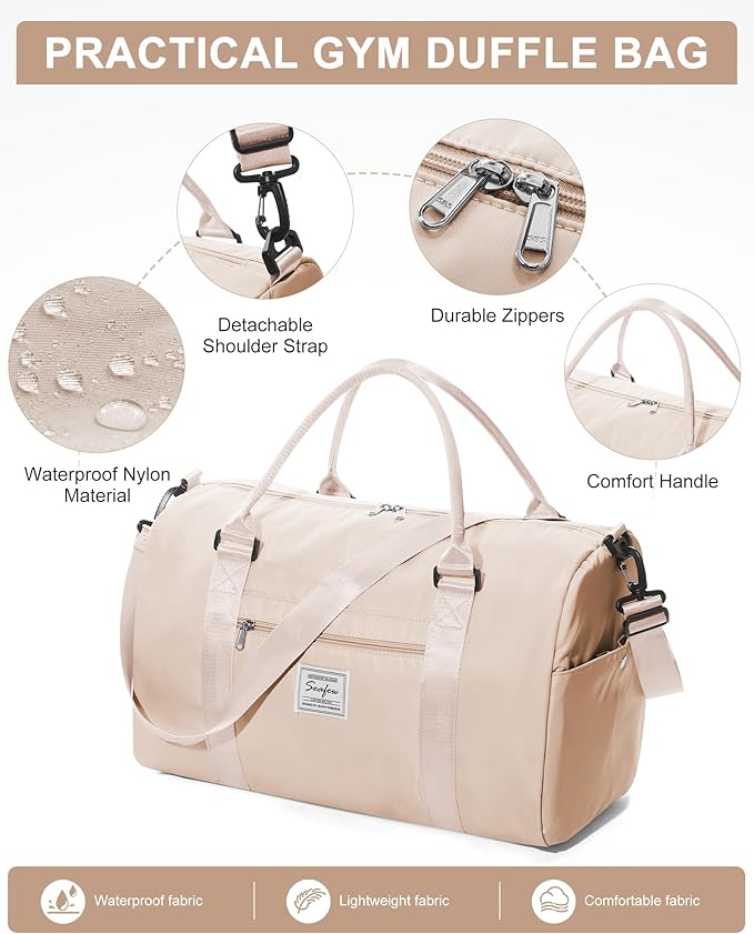 Gym Bag Womens,Travel Duffel Carry on Bag Sport Tote Bag Weekend Overnight Bag