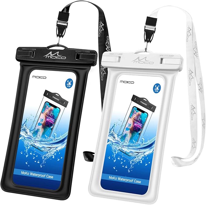 MoKo Floating Waterproof Phone Pouch 2Pack Compatible with iPhone 14 13 12 11 Pro Max X/Xr/Xs/SE 3, Samsung S21/S10/S9/S8