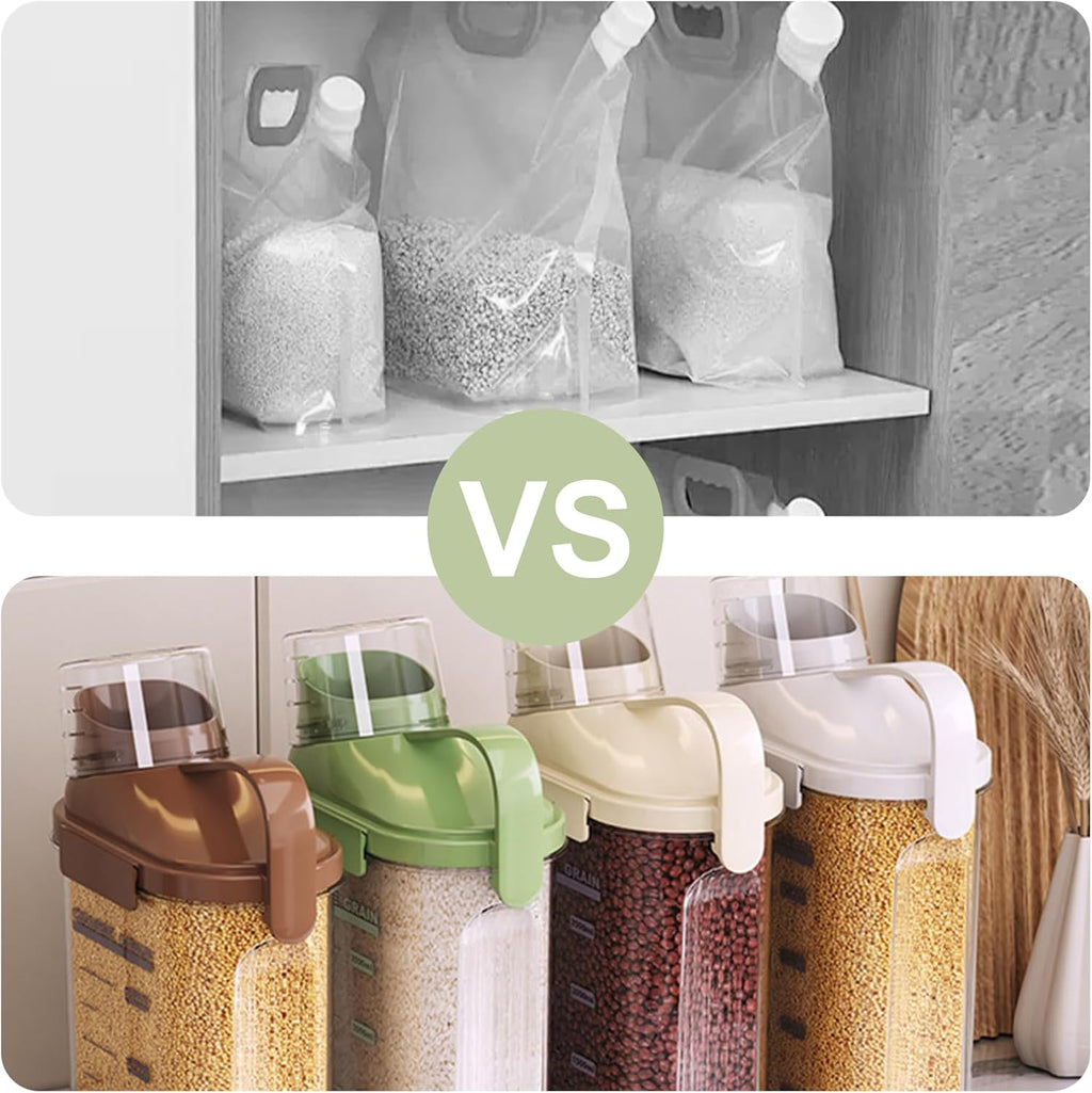 1 PCS Airtight Dry Food Storage Containers, Pantry Organizers and Storage Container with Pouring Spout Measuring Cup, BPA Free, Plastic Clear Container for Rice Nuts Beans Snacks, 29OZ